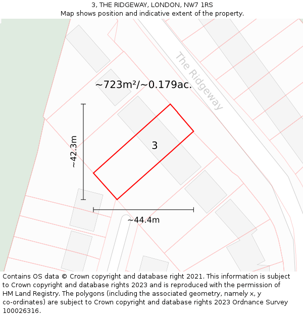 3, THE RIDGEWAY, LONDON, NW7 1RS: Plot and title map