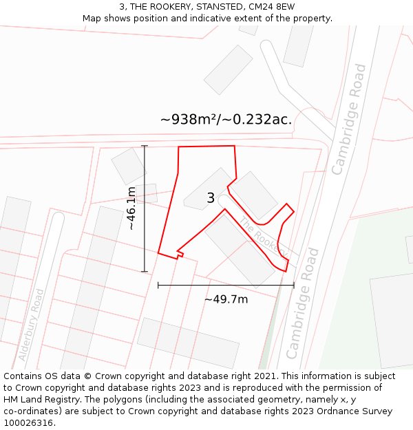 3, THE ROOKERY, STANSTED, CM24 8EW: Plot and title map