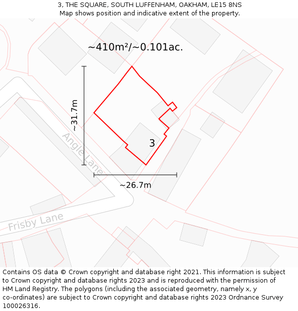 3, THE SQUARE, SOUTH LUFFENHAM, OAKHAM, LE15 8NS: Plot and title map