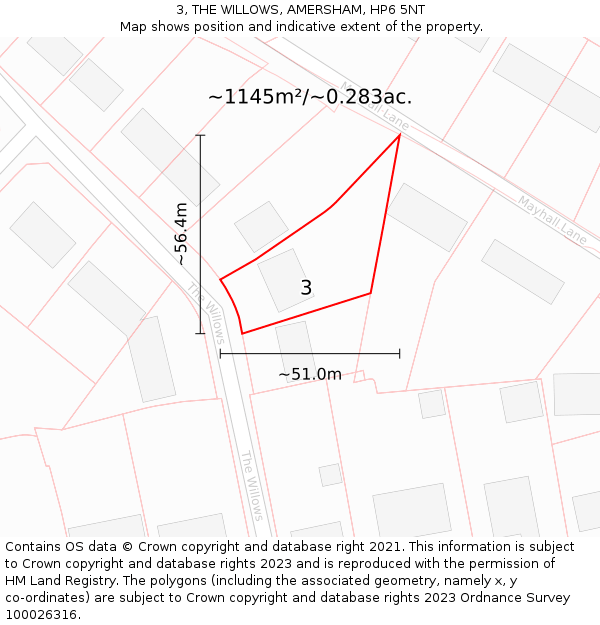 3, THE WILLOWS, AMERSHAM, HP6 5NT: Plot and title map