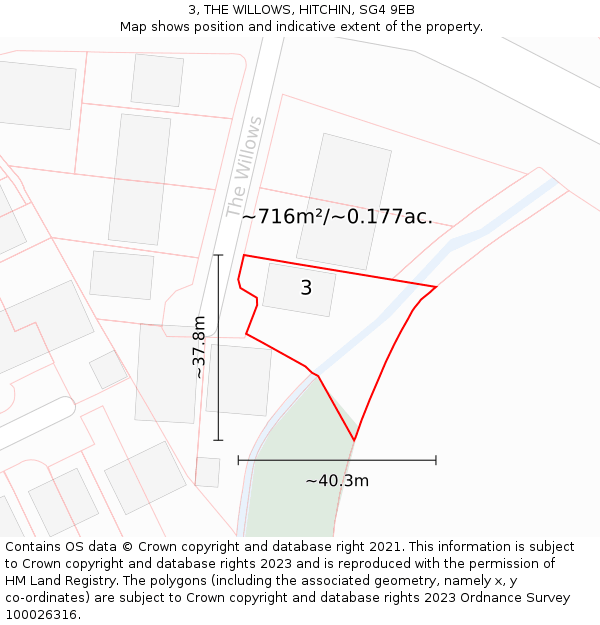 3, THE WILLOWS, HITCHIN, SG4 9EB: Plot and title map