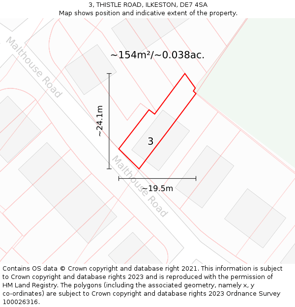 3, THISTLE ROAD, ILKESTON, DE7 4SA: Plot and title map