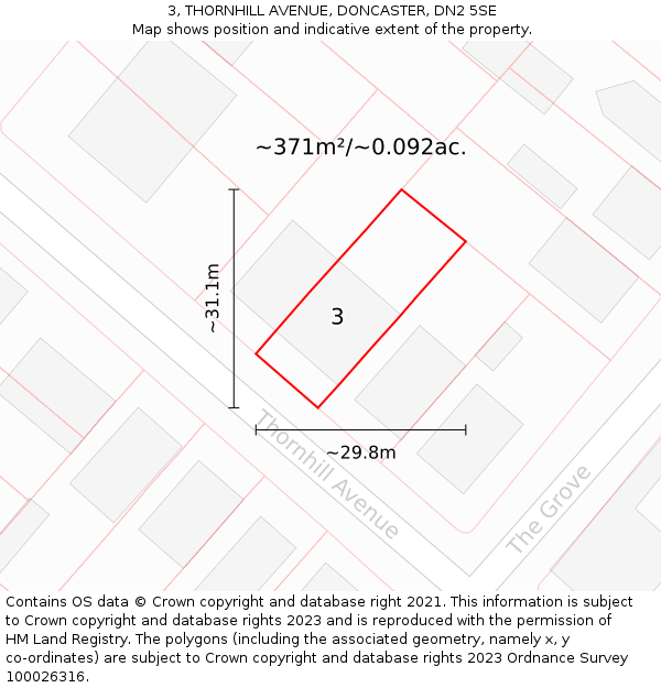 3, THORNHILL AVENUE, DONCASTER, DN2 5SE: Plot and title map
