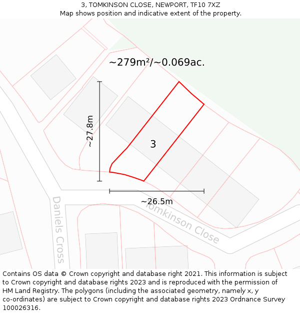 3, TOMKINSON CLOSE, NEWPORT, TF10 7XZ: Plot and title map