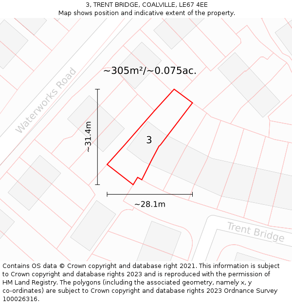 3, TRENT BRIDGE, COALVILLE, LE67 4EE: Plot and title map