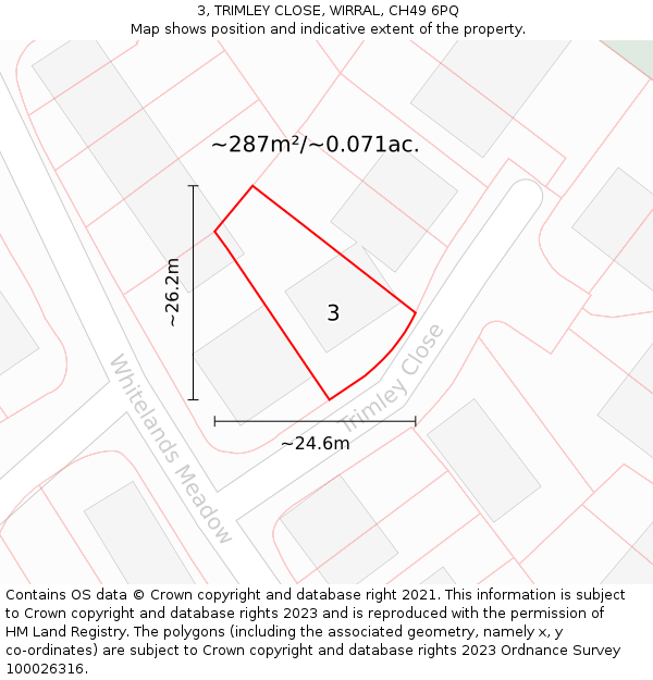 3, TRIMLEY CLOSE, WIRRAL, CH49 6PQ: Plot and title map