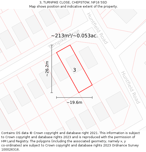 3, TURNPIKE CLOSE, CHEPSTOW, NP16 5SD: Plot and title map