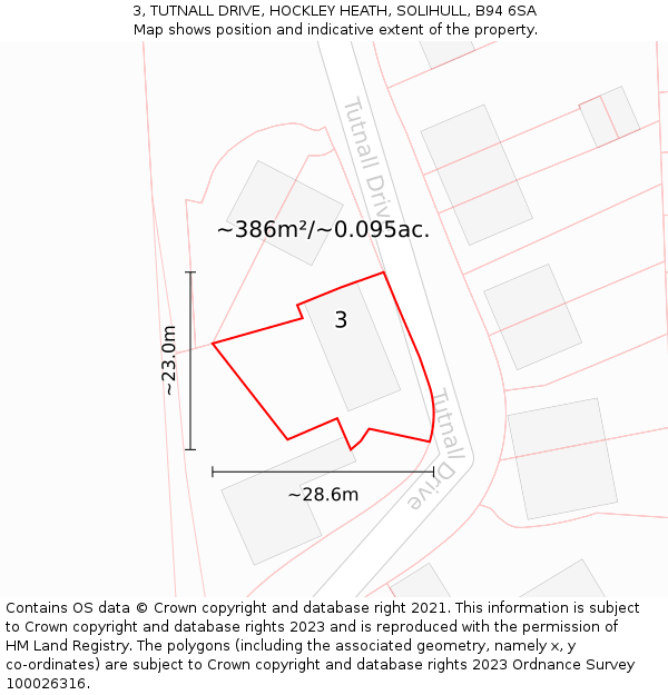 3, TUTNALL DRIVE, HOCKLEY HEATH, SOLIHULL, B94 6SA: Plot and title map