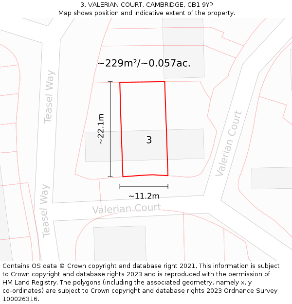 3, VALERIAN COURT, CAMBRIDGE, CB1 9YP: Plot and title map