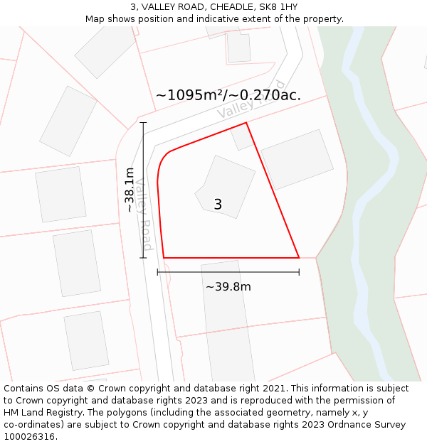 3, VALLEY ROAD, CHEADLE, SK8 1HY: Plot and title map