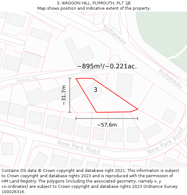 3, WAGGON HILL, PLYMOUTH, PL7 1JE: Plot and title map