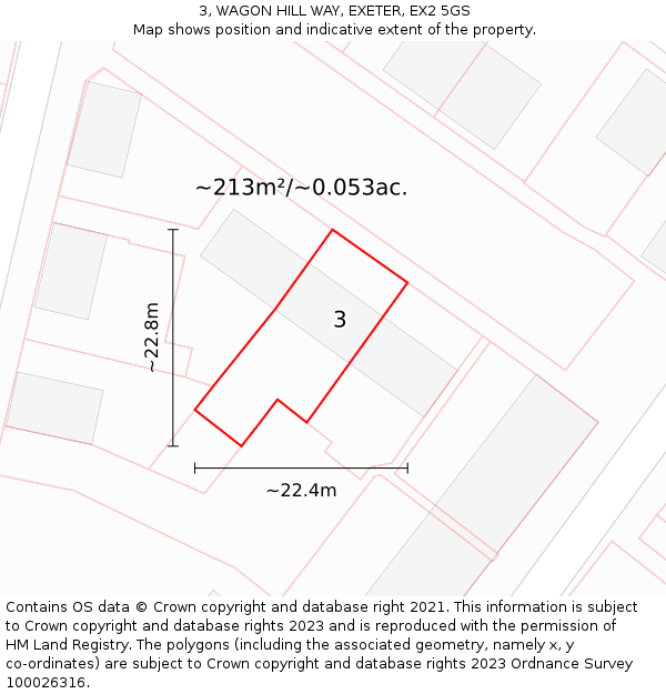 3, WAGON HILL WAY, EXETER, EX2 5GS: Plot and title map
