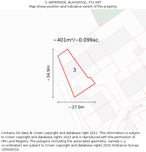3, WATERSIDE, BLACKPOOL, FY2 0WT: Plot and title map
