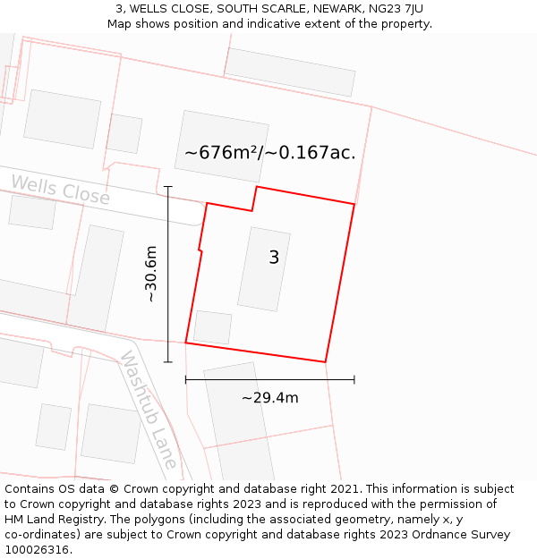 3, WELLS CLOSE, SOUTH SCARLE, NEWARK, NG23 7JU: Plot and title map