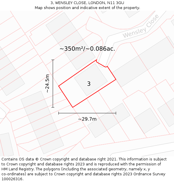 3, WENSLEY CLOSE, LONDON, N11 3GU: Plot and title map