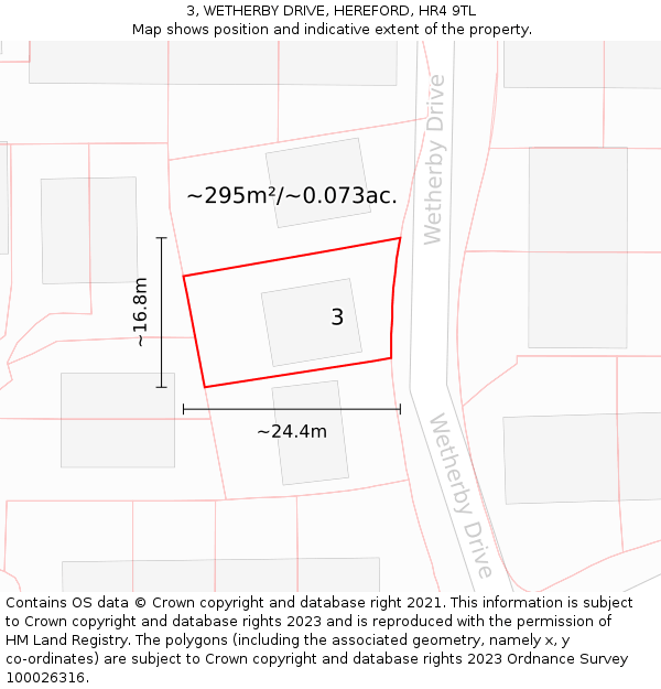 3, WETHERBY DRIVE, HEREFORD, HR4 9TL: Plot and title map