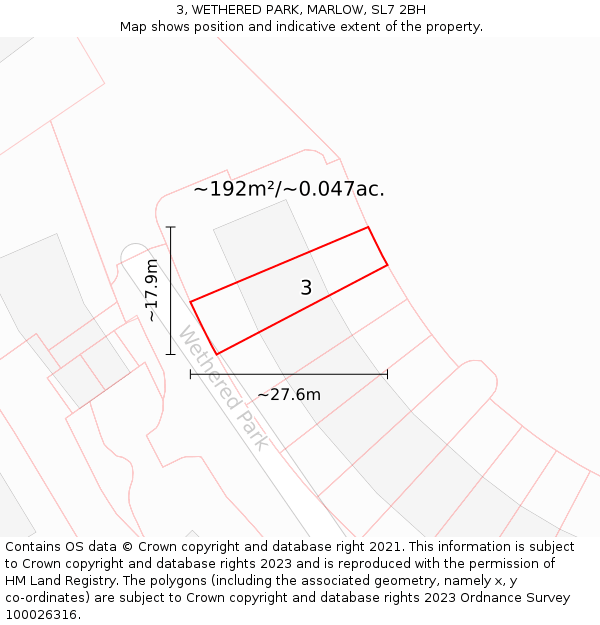 3, WETHERED PARK, MARLOW, SL7 2BH: Plot and title map