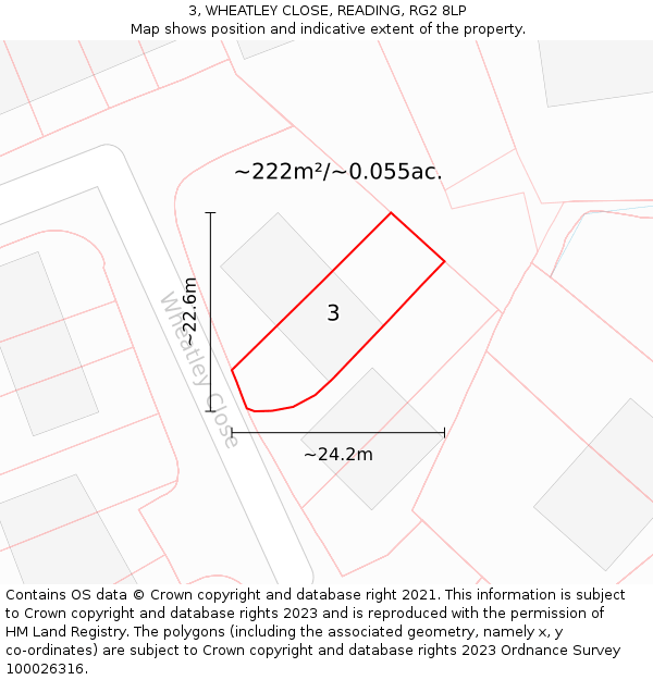 3, WHEATLEY CLOSE, READING, RG2 8LP: Plot and title map