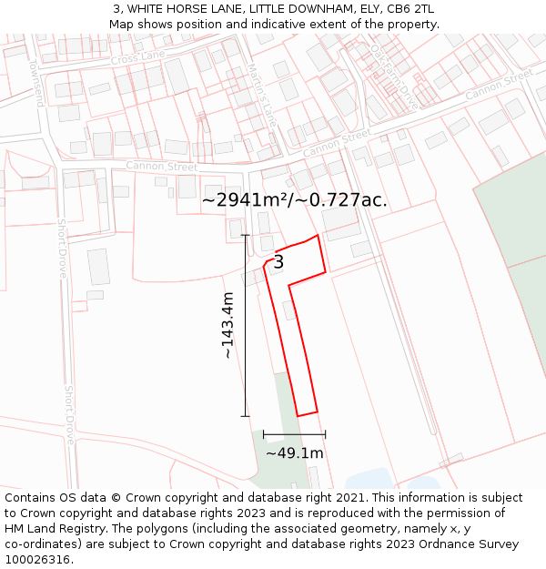 3, WHITE HORSE LANE, LITTLE DOWNHAM, ELY, CB6 2TL: Plot and title map