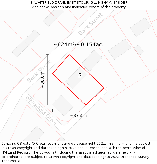 3, WHITEFIELD DRIVE, EAST STOUR, GILLINGHAM, SP8 5BF: Plot and title map