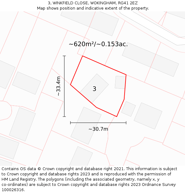 3, WINKFIELD CLOSE, WOKINGHAM, RG41 2EZ: Plot and title map