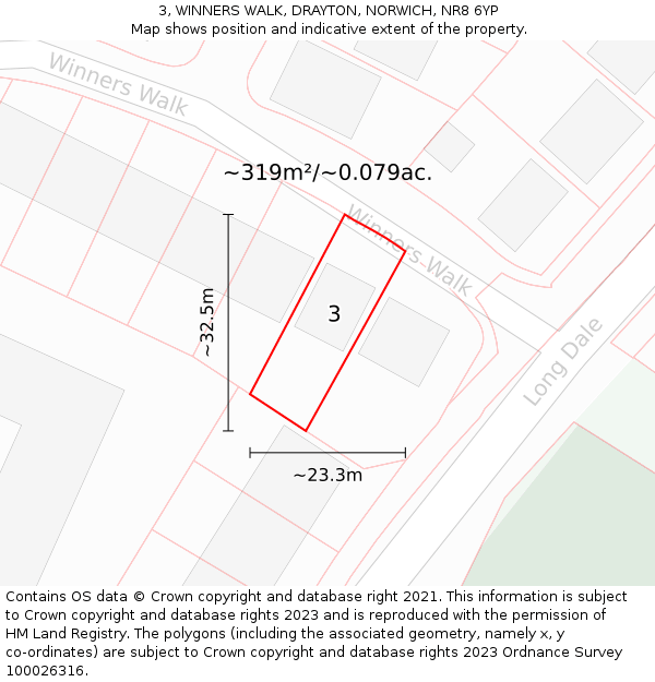 3, WINNERS WALK, DRAYTON, NORWICH, NR8 6YP: Plot and title map