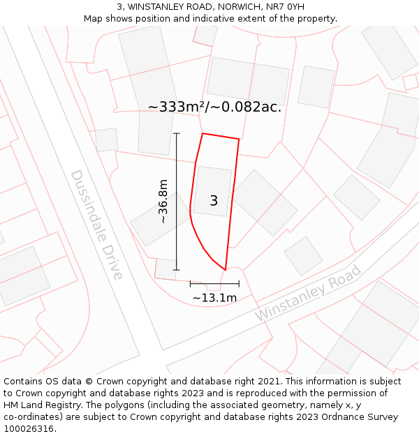 3, WINSTANLEY ROAD, NORWICH, NR7 0YH: Plot and title map