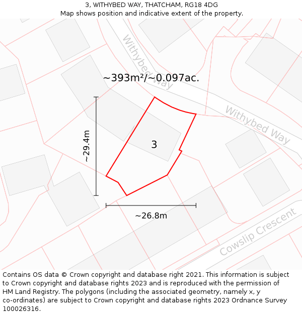 3, WITHYBED WAY, THATCHAM, RG18 4DG: Plot and title map