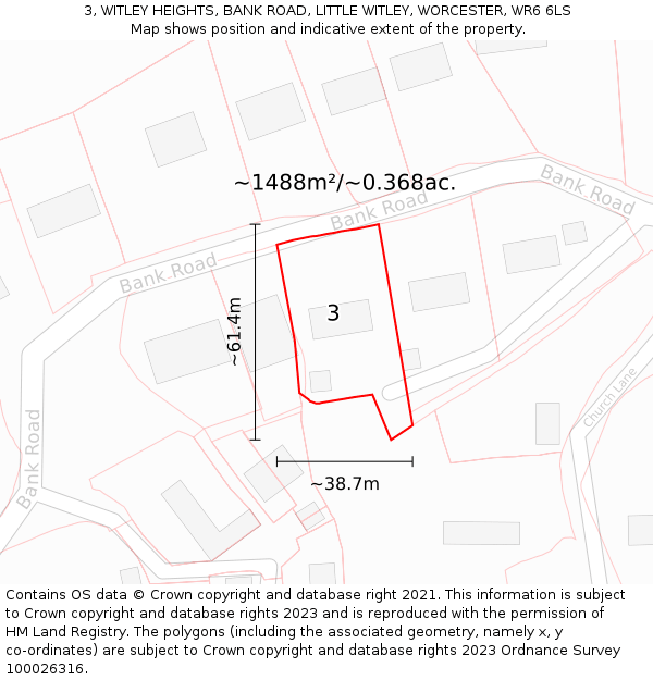 3, WITLEY HEIGHTS, BANK ROAD, LITTLE WITLEY, WORCESTER, WR6 6LS: Plot and title map