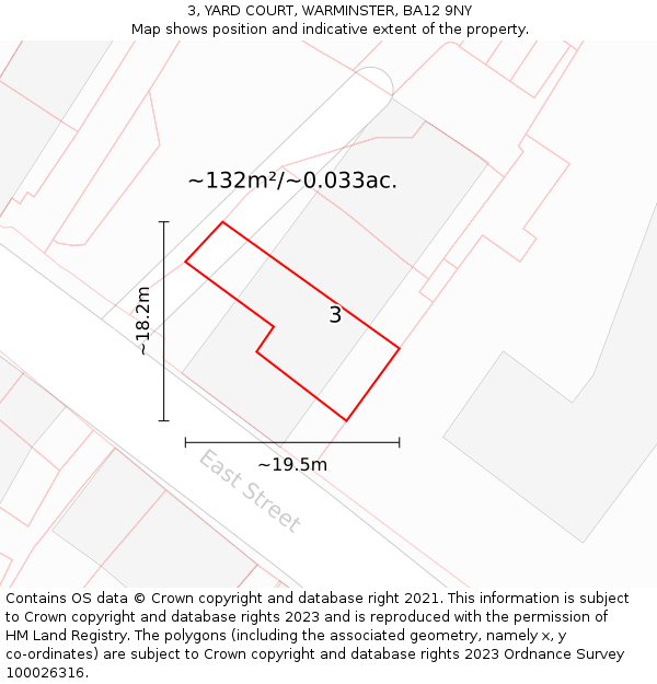 3, YARD COURT, WARMINSTER, BA12 9NY: Plot and title map