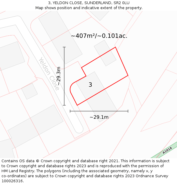 3, YELDON CLOSE, SUNDERLAND, SR2 0LU: Plot and title map