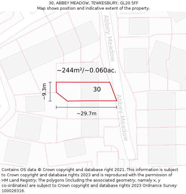 30, ABBEY MEADOW, TEWKESBURY, GL20 5FF: Plot and title map