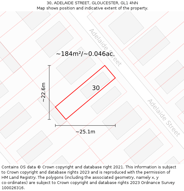 30, ADELAIDE STREET, GLOUCESTER, GL1 4NN: Plot and title map