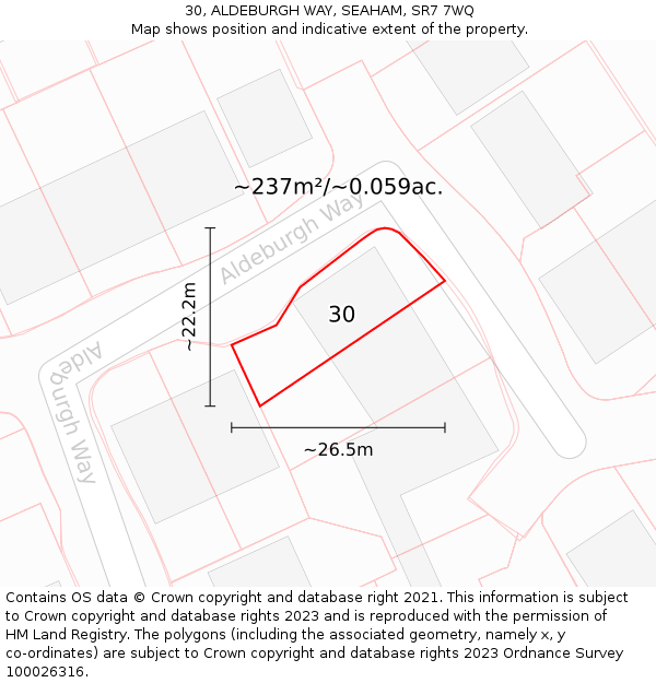 30, ALDEBURGH WAY, SEAHAM, SR7 7WQ: Plot and title map