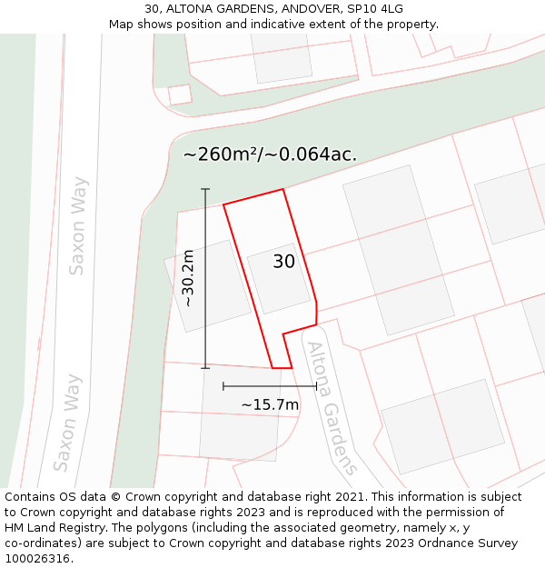 30, ALTONA GARDENS, ANDOVER, SP10 4LG: Plot and title map