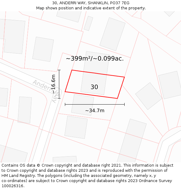 30, ANDERRI WAY, SHANKLIN, PO37 7EG: Plot and title map