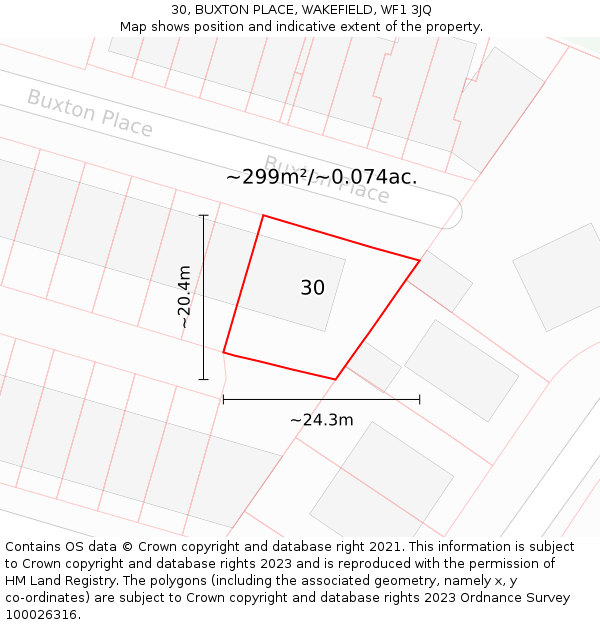 30, BUXTON PLACE, WAKEFIELD, WF1 3JQ: Plot and title map