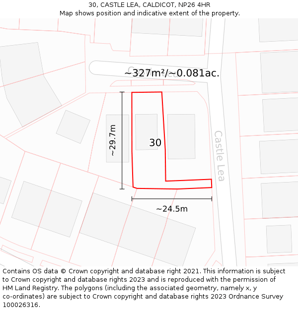 30, CASTLE LEA, CALDICOT, NP26 4HR: Plot and title map