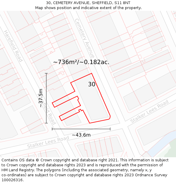 30, CEMETERY AVENUE, SHEFFIELD, S11 8NT: Plot and title map
