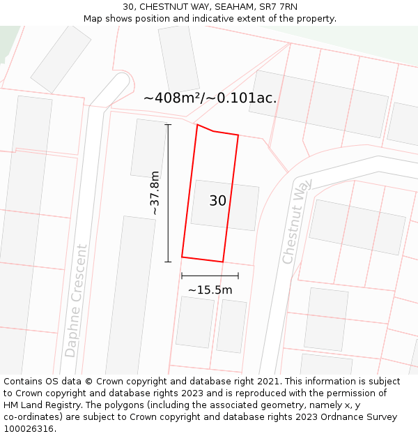 30, CHESTNUT WAY, SEAHAM, SR7 7RN: Plot and title map