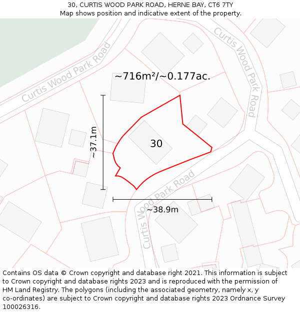 30, CURTIS WOOD PARK ROAD, HERNE BAY, CT6 7TY: Plot and title map