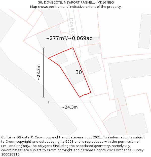 30, DOVECOTE, NEWPORT PAGNELL, MK16 8EG: Plot and title map