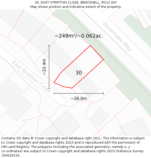 30, EAST STRATTON CLOSE, BRACKNELL, RG12 0XY: Plot and title map