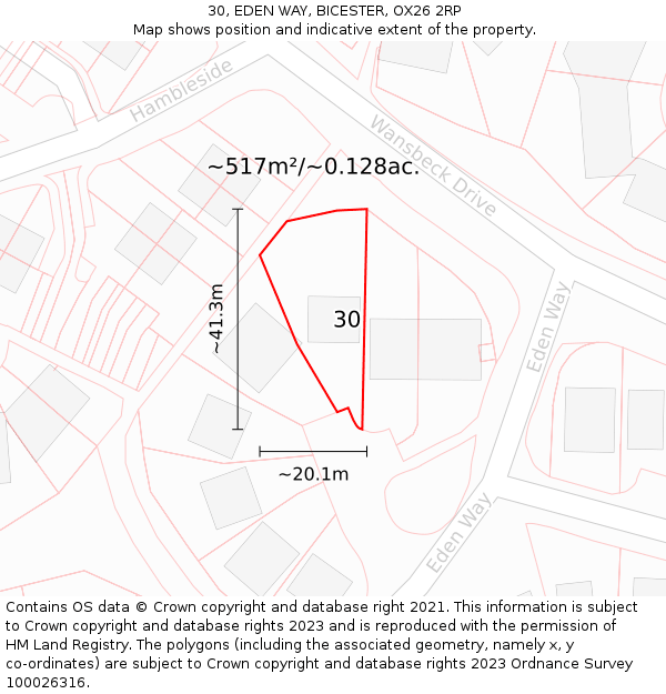 30, EDEN WAY, BICESTER, OX26 2RP: Plot and title map