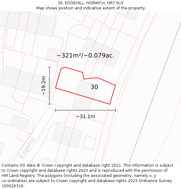 30, EDGEHILL, NORWICH, NR7 0UY: Plot and title map