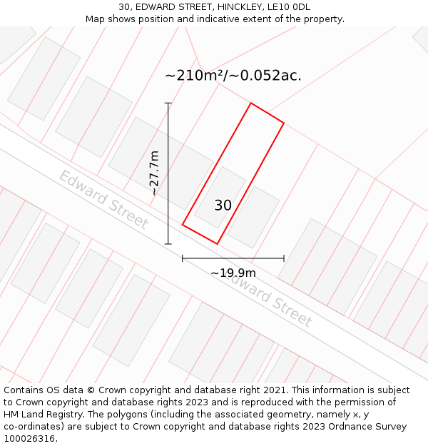 30, EDWARD STREET, HINCKLEY, LE10 0DL: Plot and title map