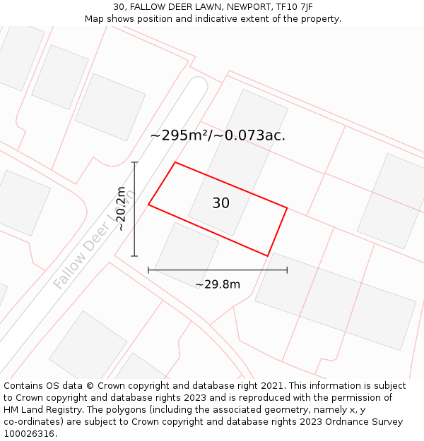 30, FALLOW DEER LAWN, NEWPORT, TF10 7JF: Plot and title map