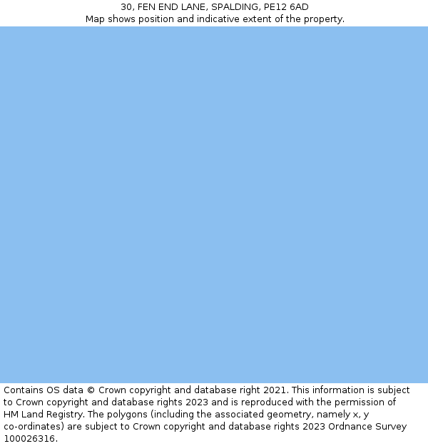 30, FEN END LANE, SPALDING, PE12 6AD: Plot and title map