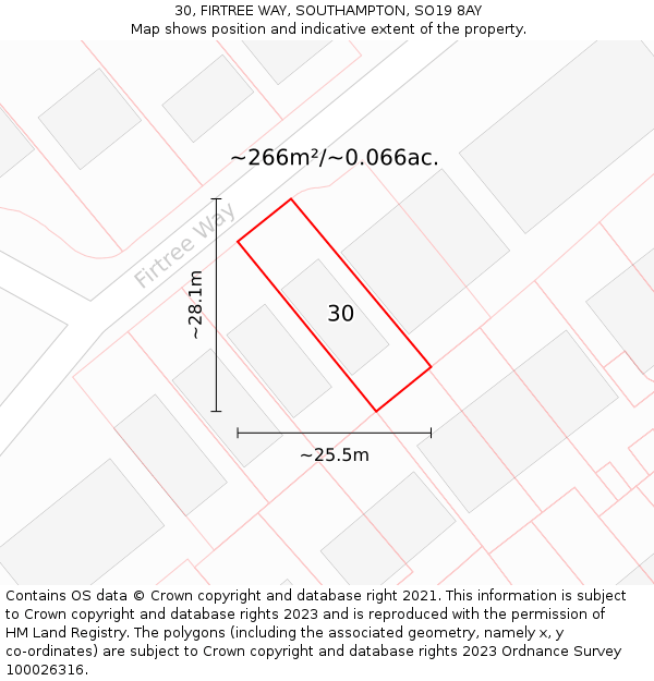 30, FIRTREE WAY, SOUTHAMPTON, SO19 8AY: Plot and title map