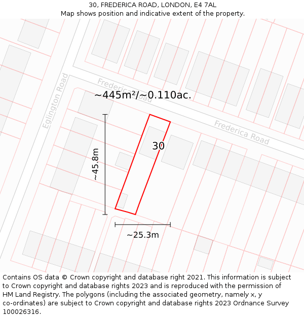 30, FREDERICA ROAD, LONDON, E4 7AL: Plot and title map